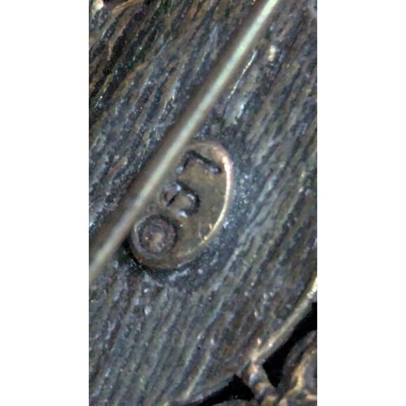 Vintage LG Oval Tigers Eye Filigree Brooch Gold-Tone Floral Pin Estate  2" - Picture 8 of 8